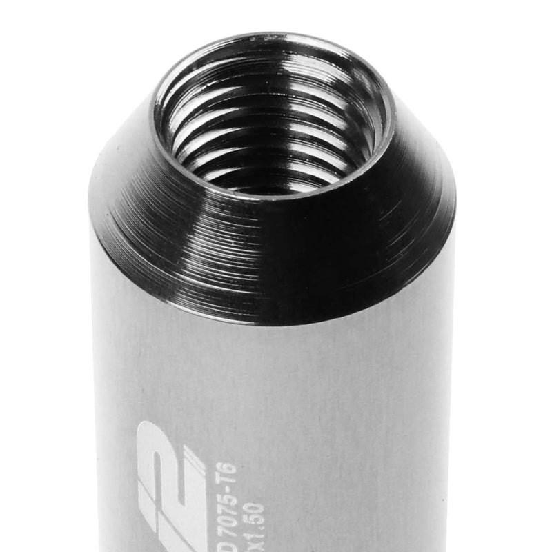 J2 Engineering 16Pcs 7075 Aluminum Open End M12 x 1.5 Lug Nuts w/4Pcs Lock Nuts & Key, Silver, Fit Conical Seat, LN-T7-010-15-SL - Image 5